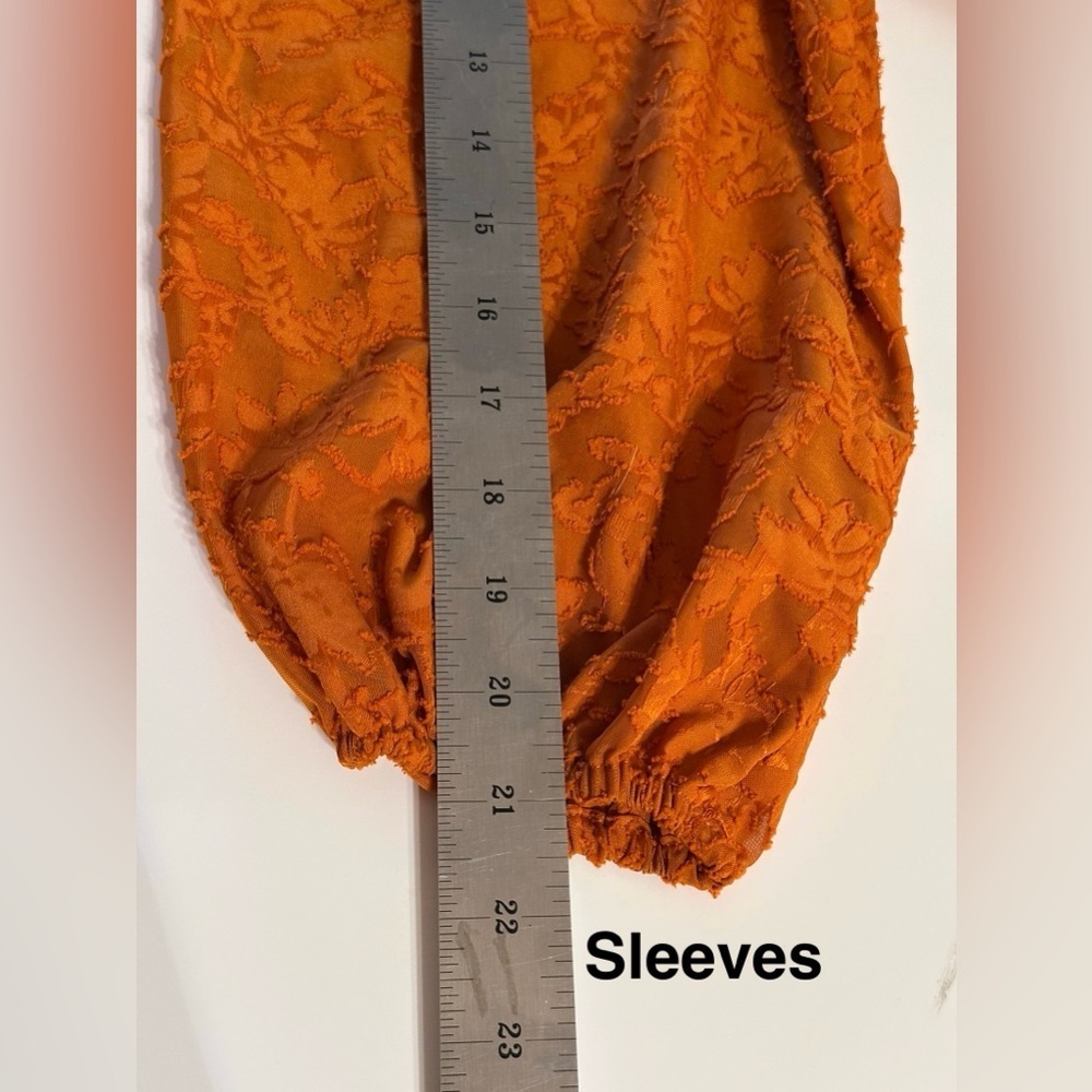 NWT LC Lauren Conrad Burnt Orange Floral Blouse Size Medium Boat Neck - Picture 11 of 15